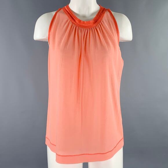 MISSONI Size 8 Orange Coral Cotton Contrast Trim Tank Casual Top - Picture 1 of 8
